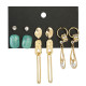 Fashion Earring Set Bohemian grandmother's 6-Piece set of Green Stone Earrings