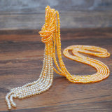 Crystal necklace long multi-layer hand-made rice beads 120cm