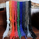 Crystal necklace long multi-layer hand-made rice beads 120cm