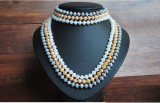 Multi layer color crystal long necklace Hand Beaded 90cm