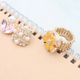 1 buttons snap gold Ring With white rhinestone fit snaps jewelry KC1327