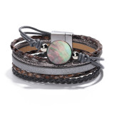 Fashion magnet buckle woven bracelet pendant Python pattern colorful shell women's Bracelet
