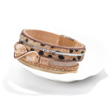 Pu square brick multi-layer braided wave Bracelet leopard Bracelet