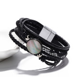 Fashion magnet buckle woven bracelet pendant Python pattern colorful shell women's Bracelet