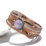 Fashion magnet buckle woven bracelet pendant Python pattern colorful shell women's Bracelet