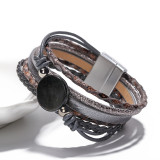 Fashion magnet buckle woven bracelet pendant Python pattern colorful shell women's Bracelet