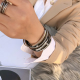 Leather Bracelet national style woven feather wide edge Bracelet