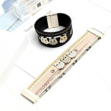 Diamond magnetic clasp Bracelet creative owl decorative Bohemian women's bracelet Leather Bracelet