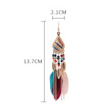 Retro national style Feather Earrings personalized Earrings Fashion court Feather Earrings