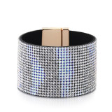Wide edge full diamond gradient  button Bracelet