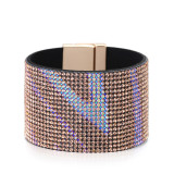 Wide edge full diamond gradient  button Bracelet