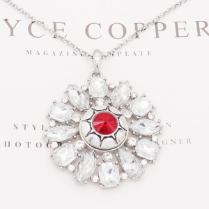 20MM round design snap silver Plated red rhinestone KC8321