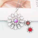20MM round design snap silver Plated colourful rhinestone KC8317