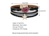 Multi layer magnetic clasp bracelet made of PU leather and star accessories