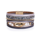 Genuine leather diamond bracelet Bohemian multi-layer handmade pearl bracelet