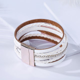 Multi layer crystal stone genuine leather bracelet hot sale in Scenic Area