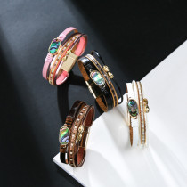Simple girl Bracelet Bohemian style multilayer leather shell bracelet