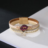 Multi layer magnetic clasp bracelet made of PU leather and star accessories