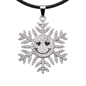 Christmas snowflakes  Necklace  52cm black  Line chain fit 20MM chunks snaps jewelry