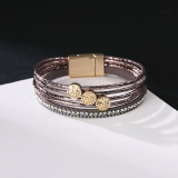 New PU Leather Multi stick diamond bracelet Life Tree Bohemian fashion girl Bracelet