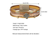 Stick diamond bracelet national style multi layer PU leather clover lucky Bracelet