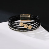 New PU Leather Multi stick diamond bracelet Life Tree Bohemian fashion girl Bracelet