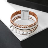 Bohemian style multi-layer woven leather bracelet Beaded Turquoise Bracelet