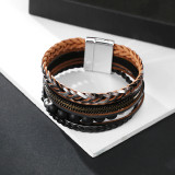 Bohemian style multi-layer woven leather bracelet Beaded Turquoise Bracelet