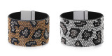 Wide brimmed bracelet with diamond leopard print Bracelet cross button dress Bracelet