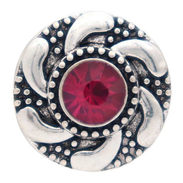 20MM round design snap silver Plated and rose rhinestone