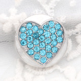 20MM love design snap silver Plated and blue rhinestone