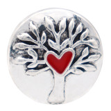 20MM Life Tree design snap silver Plated red Enamel KC8313