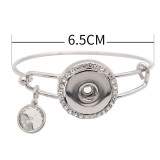 1 buttons snap silvery metal bracelet with rhinestone fit snaps Jewellery