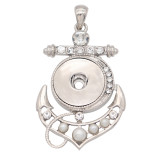 Pearl boat anchor snap sliver Pendant  fit 20MM snaps style jewelry