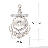 Pearl boat anchor snap sliver Pendant  fit 20MM snaps style jewelry