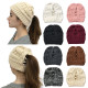 Hollow horsetail knitted hat with open back for women's wool warm hat