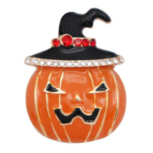 Halloween  20MM Pumpkin design snap gold Plated and orange enamel