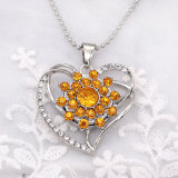 20MM flower design snap silver Plated and yellow rhinestone