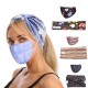 MOQ10 Color Printed  button wide headband winter dustproof cloth mask hairband two piece set bandanas