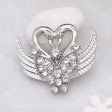 20MM swan metal silver plated snap with rhinestone  charms snaps jewelry