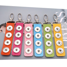 pu leater fashion Keychain 4  buttons fit snaps chunk Snaps Jewelry