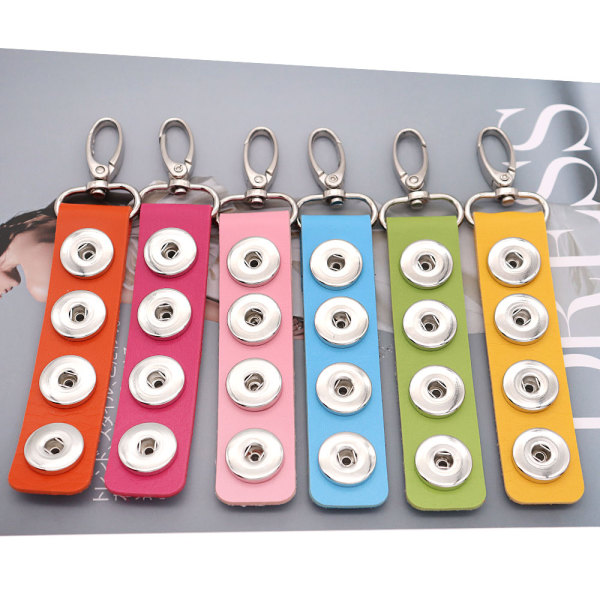pu leater fashion Keychain 4  buttons fit snaps chunk Snaps Jewelry