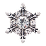 20MM Christmas Snow snap Antique Silver Plated with white rhinestone KB6471 snaps jewelry