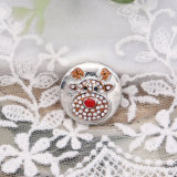 Christmas  20MM snowman design snap silver Plated and white rhinestone