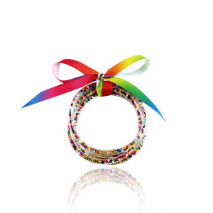MOQ10 Gold powder beads five layer ribbon plastic bracelet set creative Bracelet Christmas gift