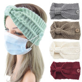 Mask anti button wool hair band knitting twist headband warm sports ear protection headgear hair accessories bandans