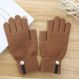 Man Knitted warm gloves women's winter extra thick anti slip wool outdoor custom touch screen gloves