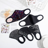 MOQ10 Rhinestone breathable, male and female masks are adjustable, ear buttons are dustproof, breathable and washable