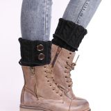 Women's knitting hosiery bow hollowed leg protector short sweater boot cover