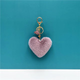 MOQ10 Tassel 8.5*9.5CM love key chain lovely bag Pendant Heart Shape Plush Key Chain Pendant Gift